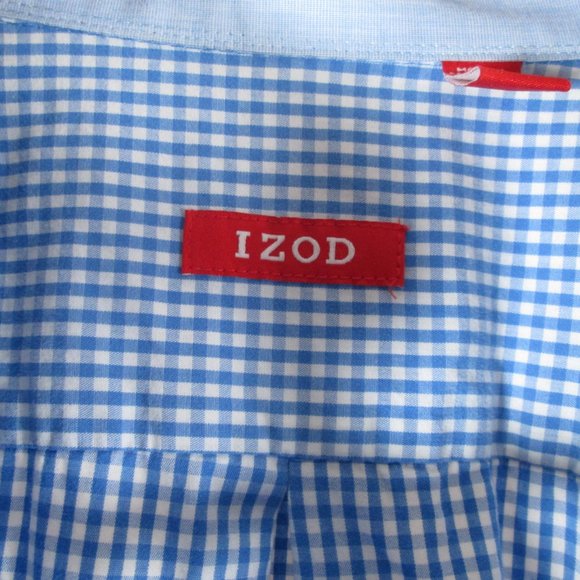 IZOD Mens Blue & White Plaid Long Sleeve Dress Shirt Size L Pre-Worn Goo… - Picture 4 of 7